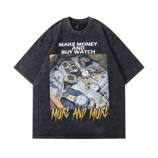 Retro Print Loose Fit Cotton T-Shirt - Harajuku Style