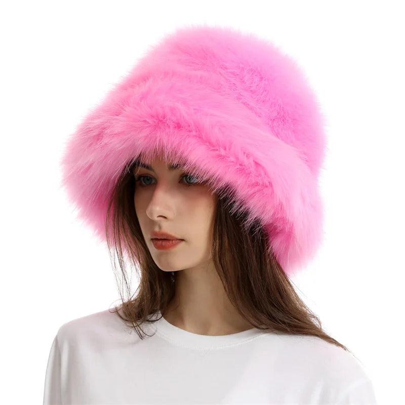 Elegant Faux Fur Fisherman Hat for Women