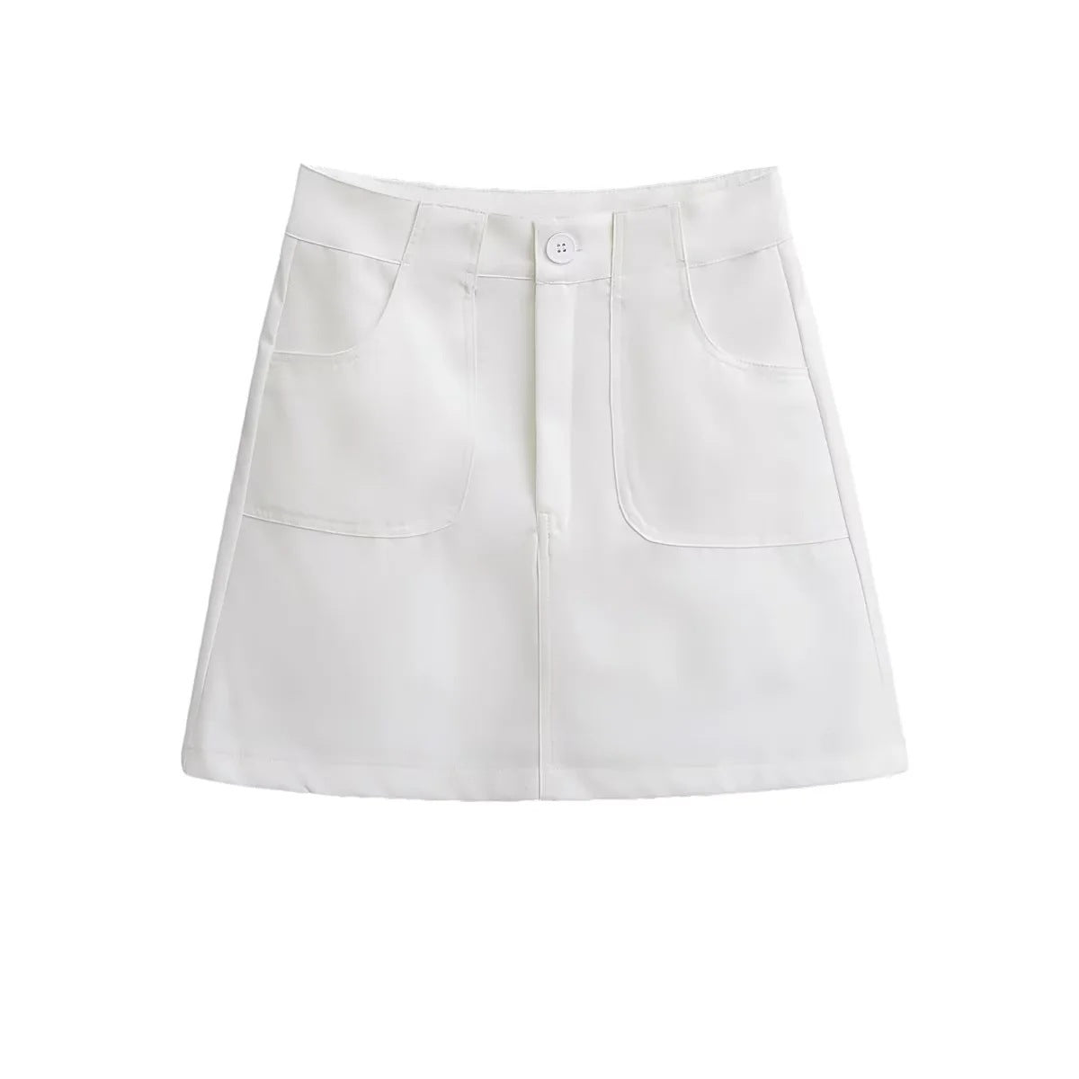 High-Waisted A-Line Skirt in Black, White, Gray, and Khaki