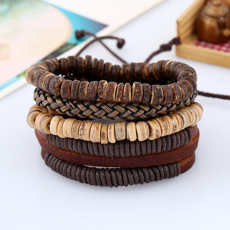 Minimalist Retro Cowhide Bracelet Set