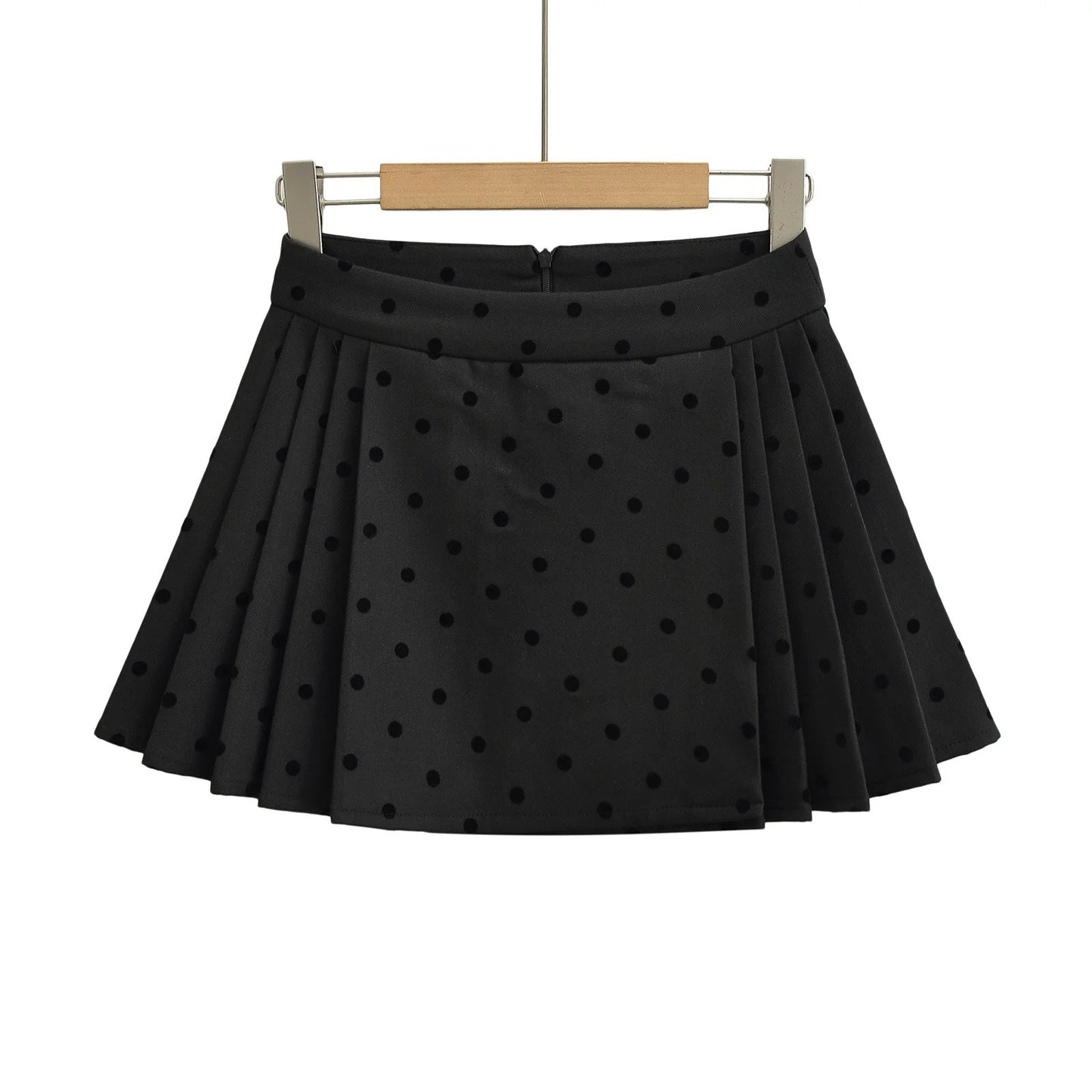 Plucked Polka Dot A-Line Skirt