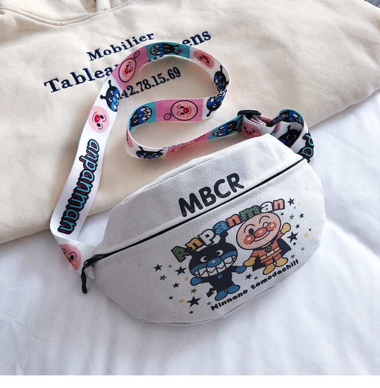 Playful White Anpanman Canvas Chest Bag