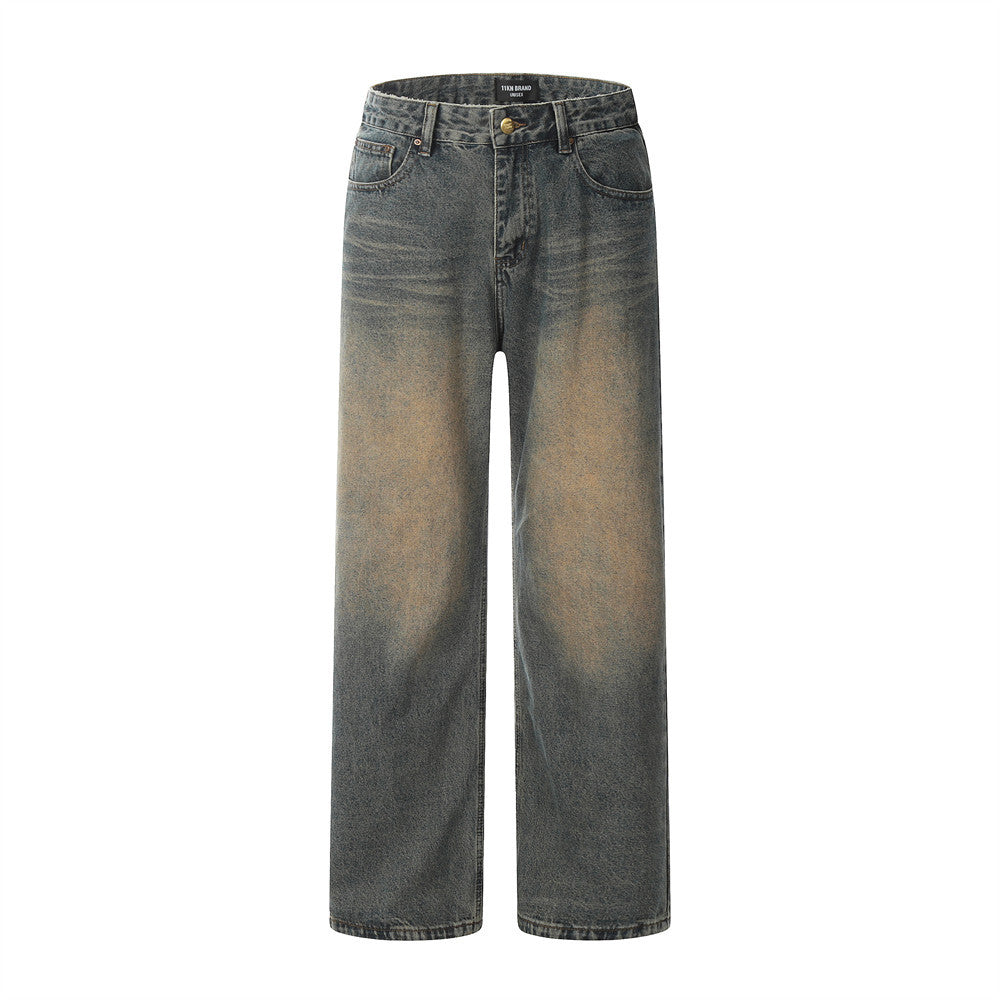 Faded Denim Street Style Long Pants for Men