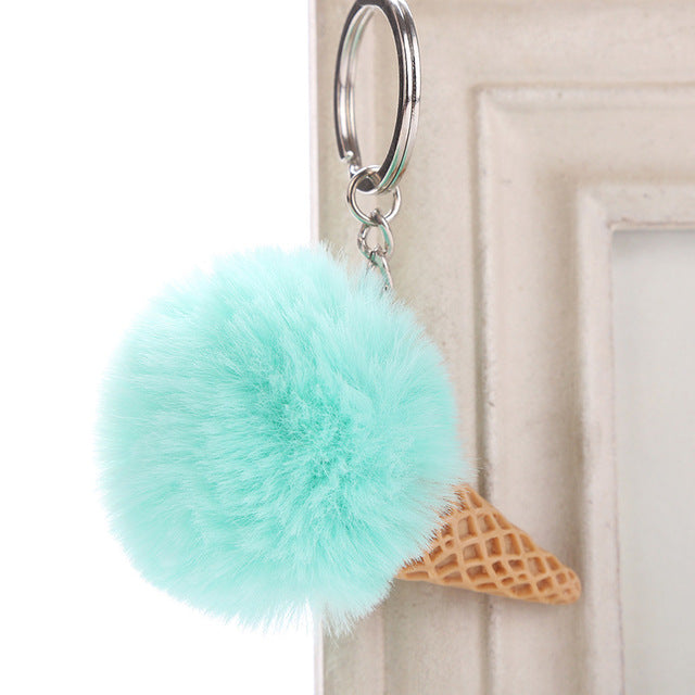 Fur Ball Ice Cream Cone Keychain