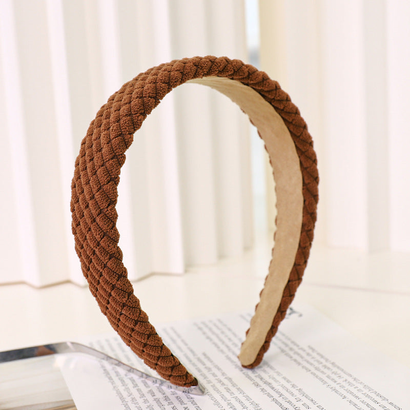 Fashion Corduroy Plaid Wide Brim Hair Bundle Headband F702