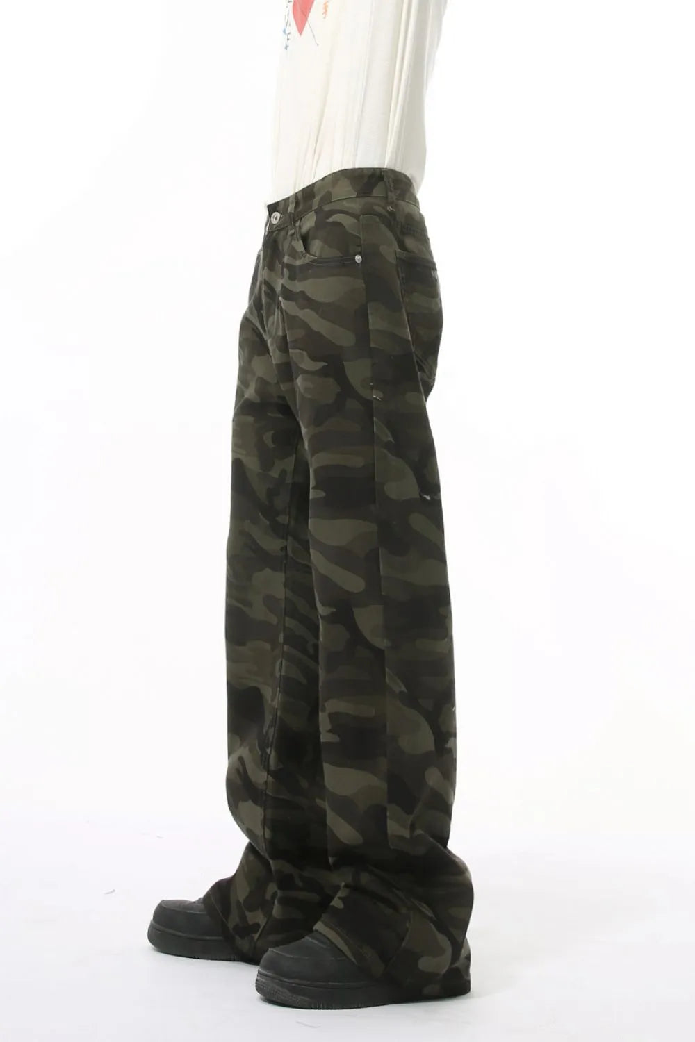 Playful Camouflage Bootcut Jeans with Pockets