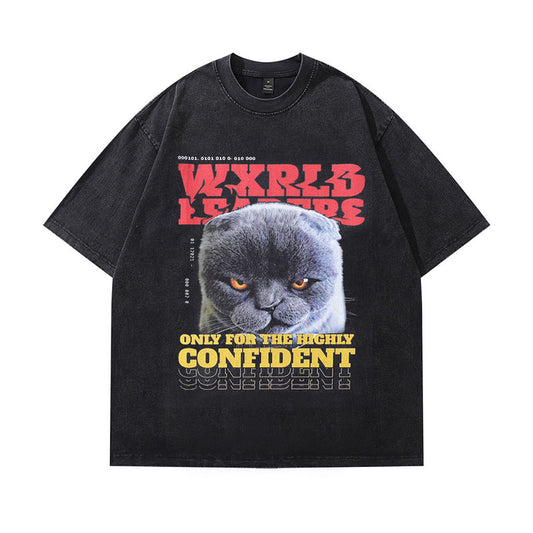 Harajuku Hip Hop Cat T-Shirt - Vintage Cotton Tee