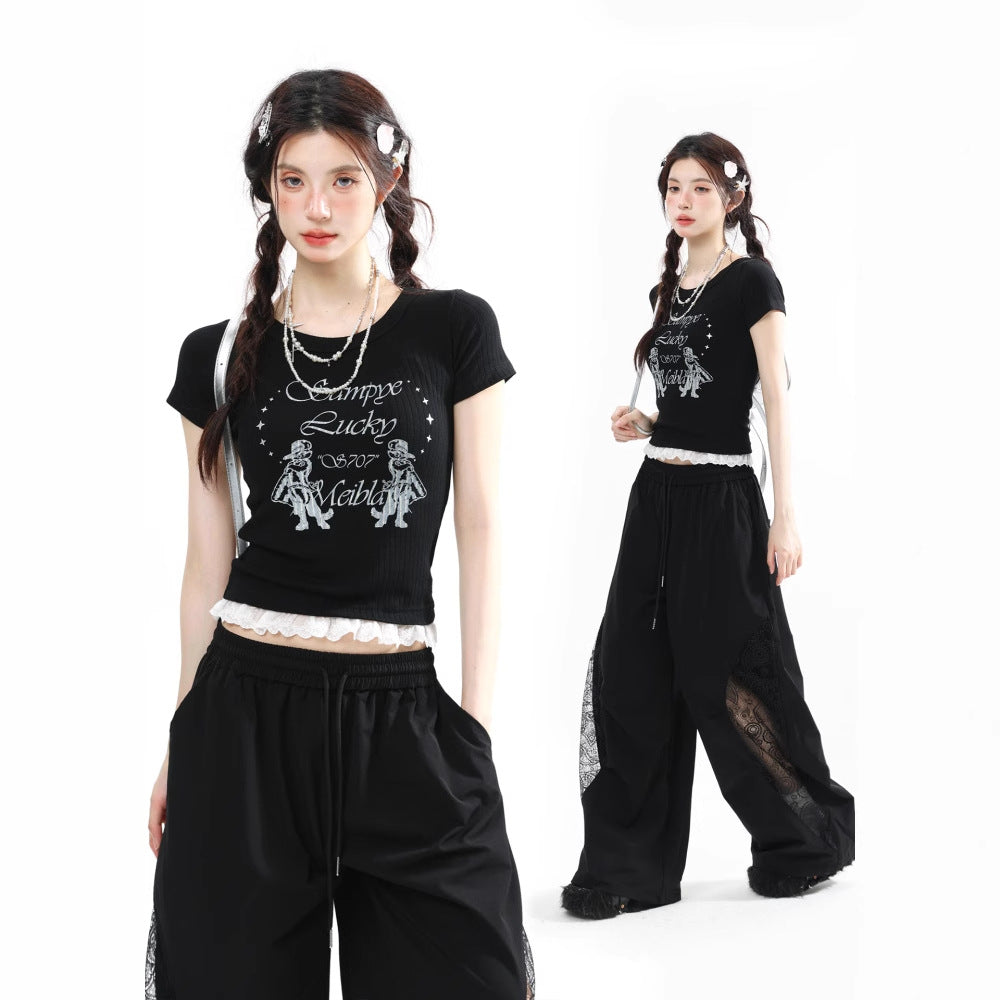 Lace Short Sleeved T-Shirt for Women