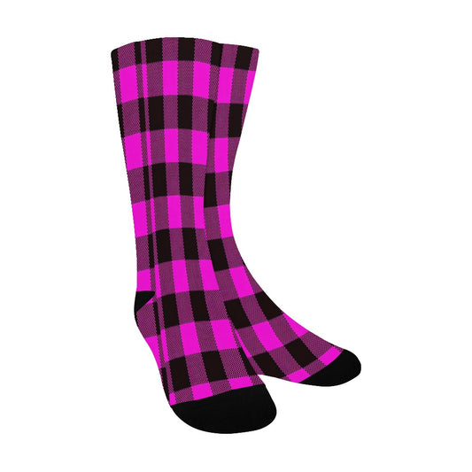 Pink and Black Plaid Custom Socks