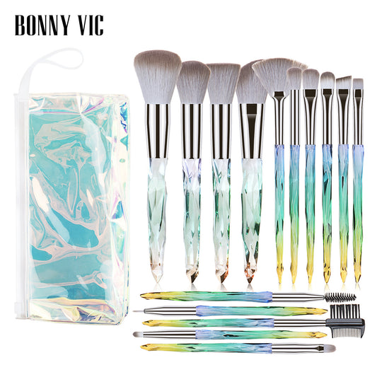 15 pcs Diamond Crystal Makeup Brush Set