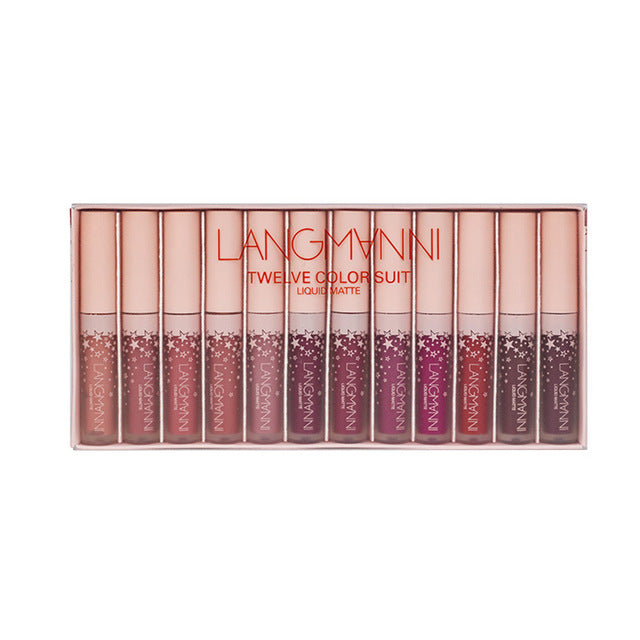 12PCS Waterproof Matte Lipsticks - Bold Colors for All Occasions