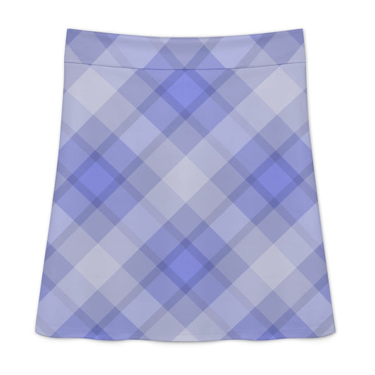 Light Blue Plaid Zipper Skirt