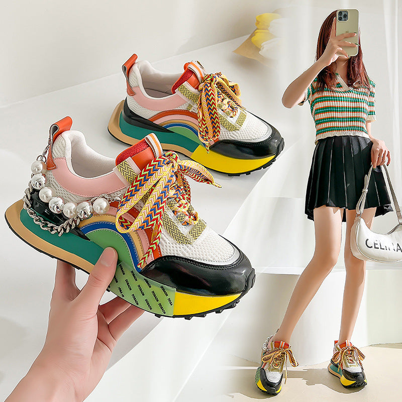 Harajuku Style Genuine Leather Thick Sole Casual Shoes