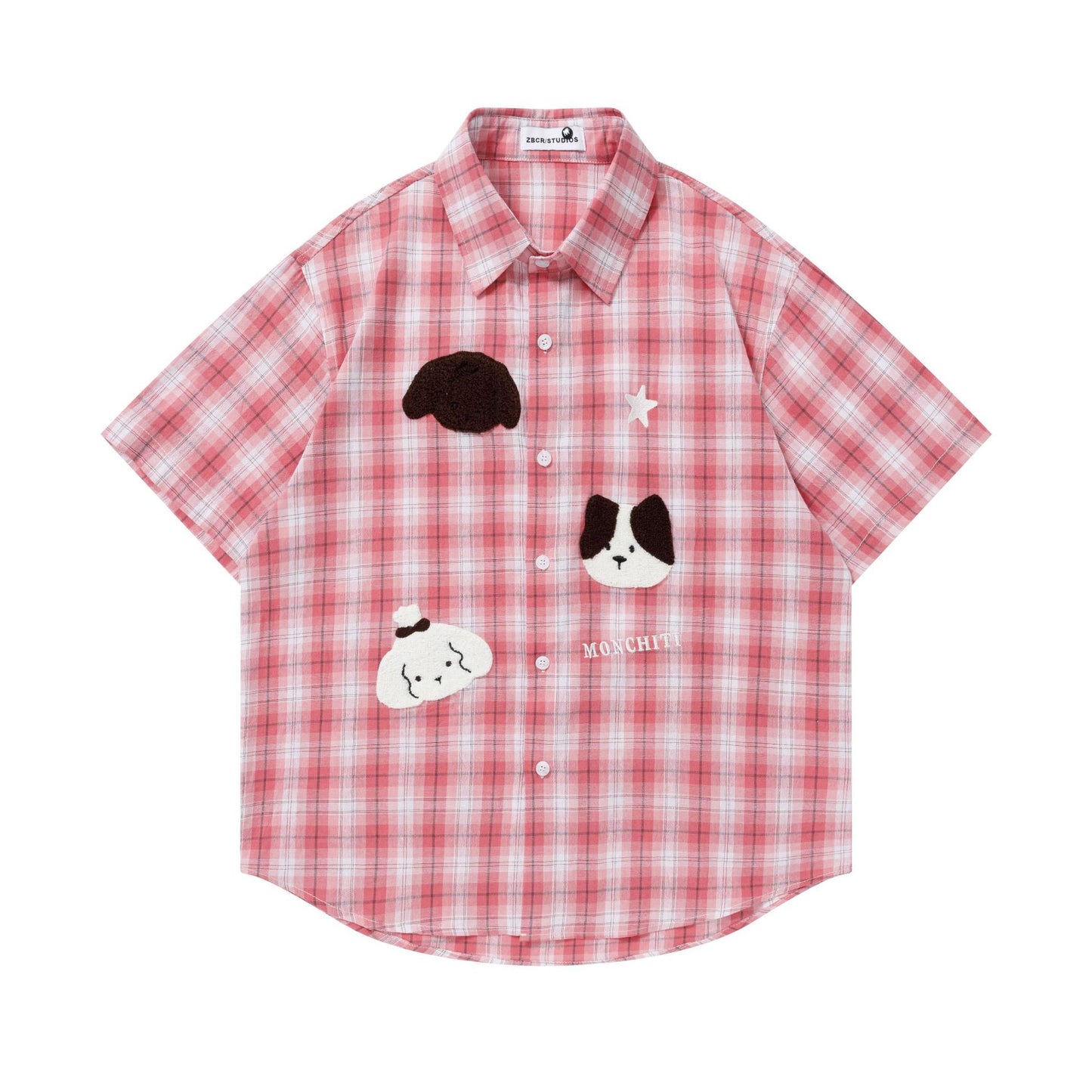 Towel Embroidered Short Sleeve Pullover — Harajuku Style Loose Fit Cotton Blend Tee (Pink, Yellow)
