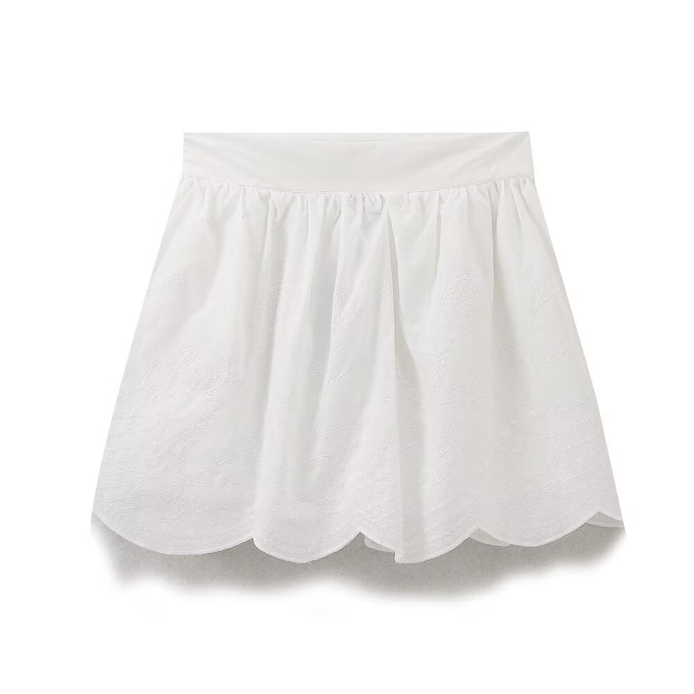 Embroidered Flower Bud Skirt - Harajuku Style