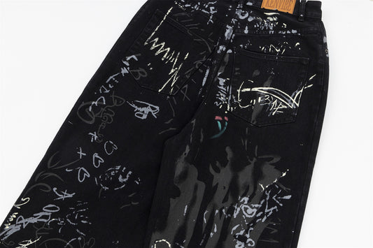 Harajuku Style Wide Leg Denim Jeans for Women
