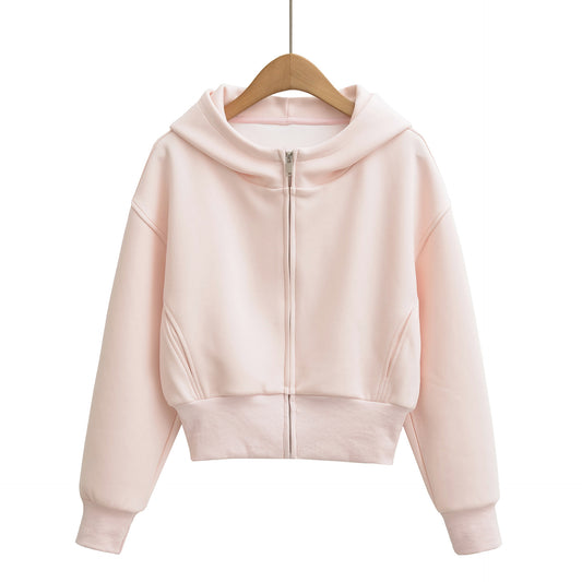 Hooded Zipper Short Hoodie Jacket for Women