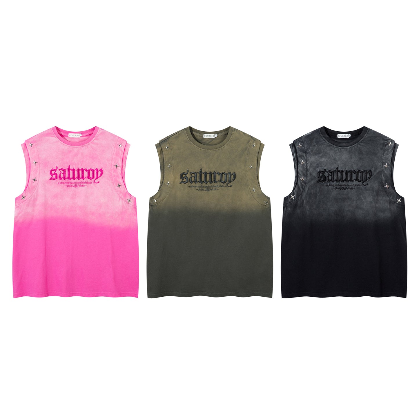 Streetwear Washed Heavywork Embroidered Vest