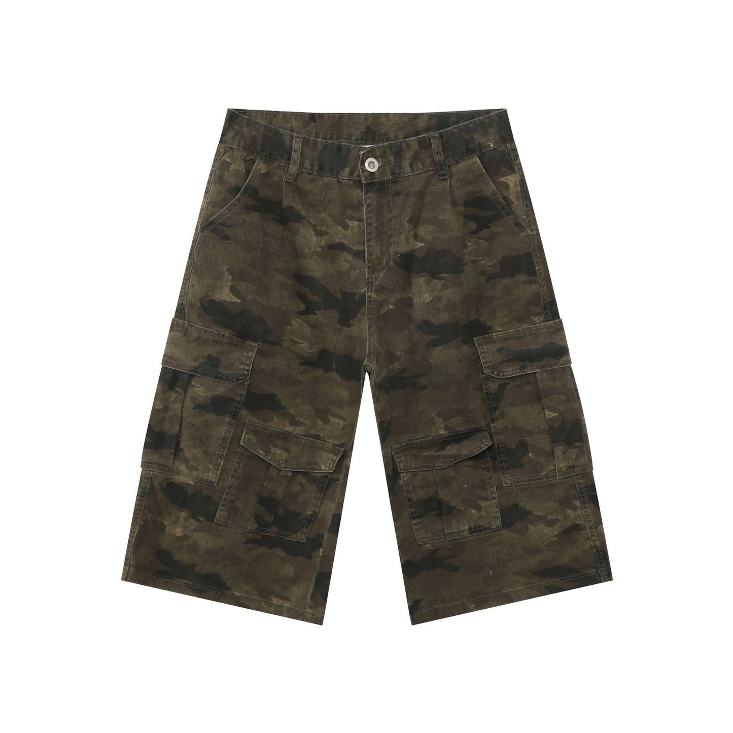 Retro Camouflage Wide-Leg Seven-Quarter Pants