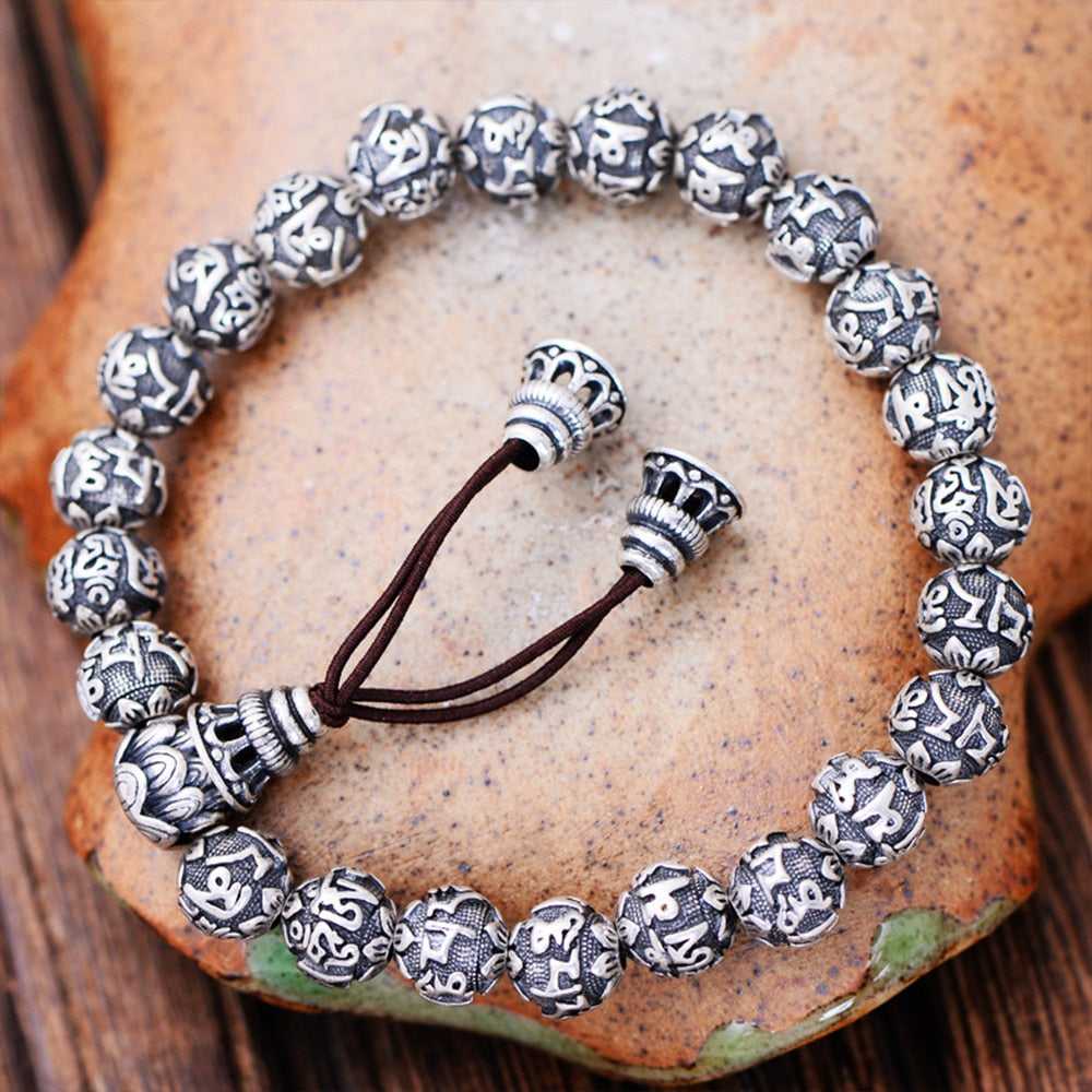 Buddha Mantra Bracelet - Solid 999 Fine Silver Charm