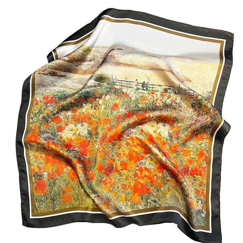 Fresh Mulberry Red Garden Silk Scarf – Harajuku Style