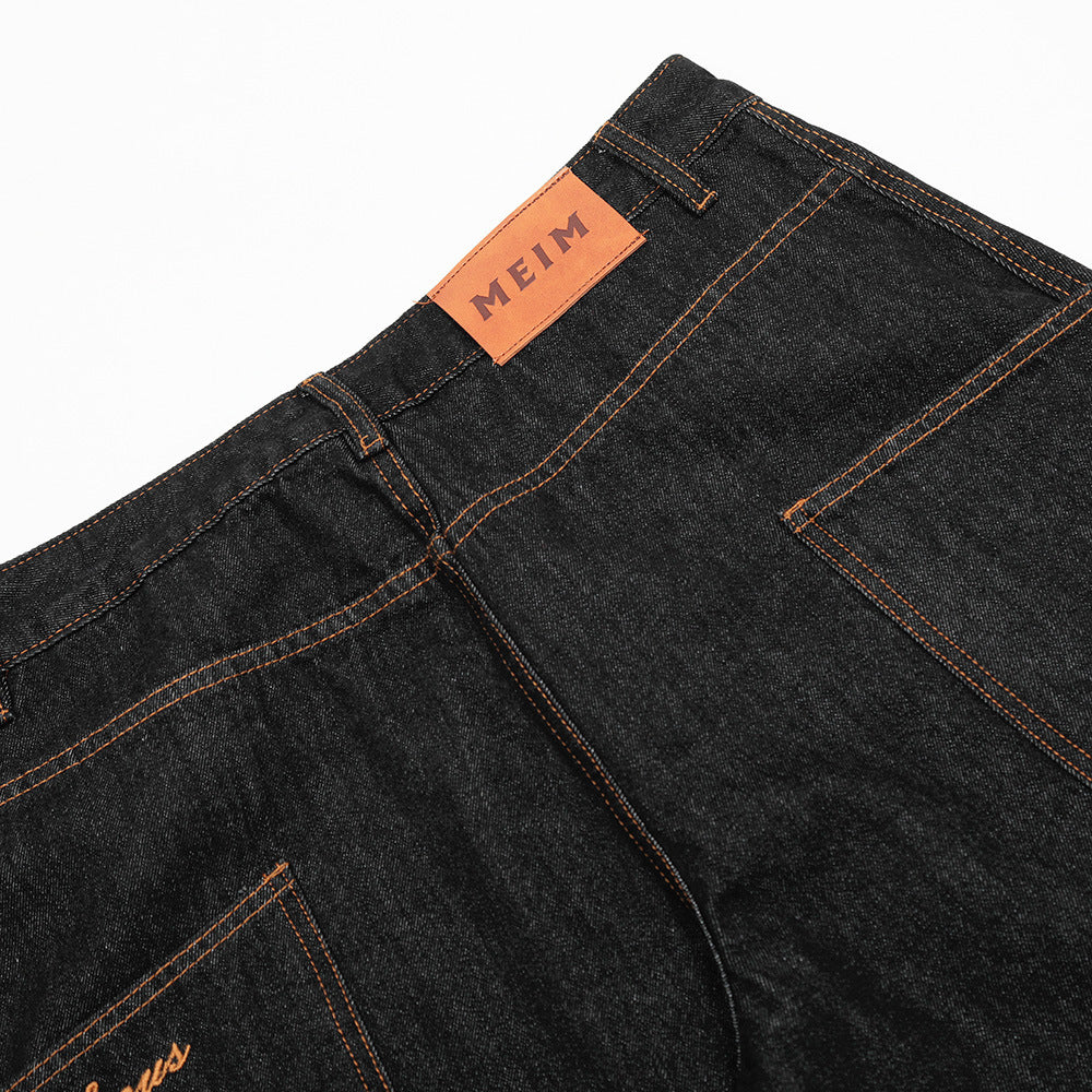 Men's Loose Wide-Leg Denim Trousers - Harajuku Inspired