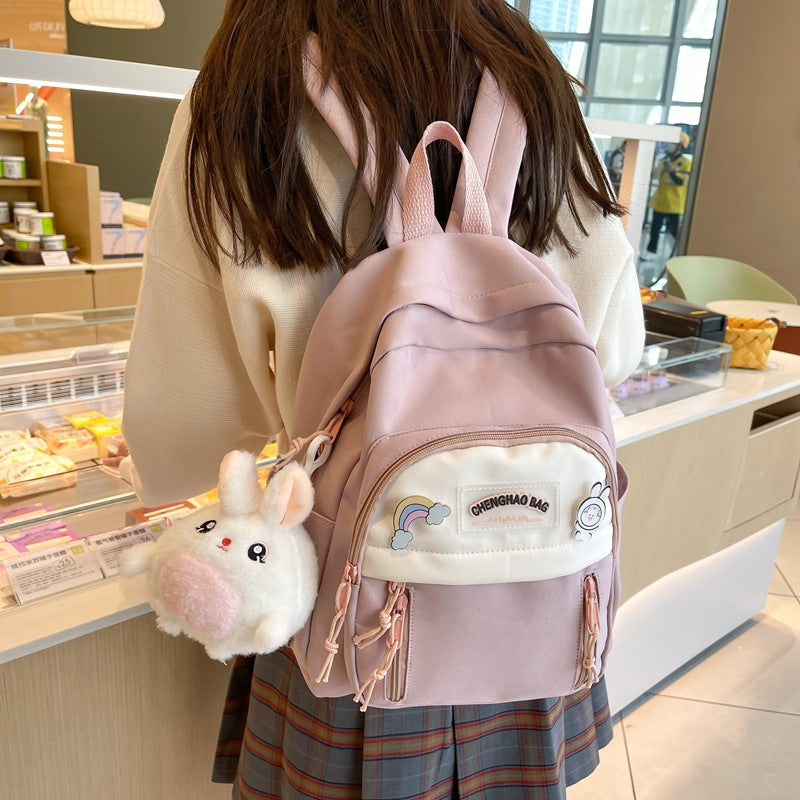 Harajuku Style Contrast Color Backpack for Students