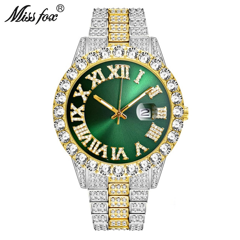 Iced Out Luxury Men's Watch - 18K Gold Plated
