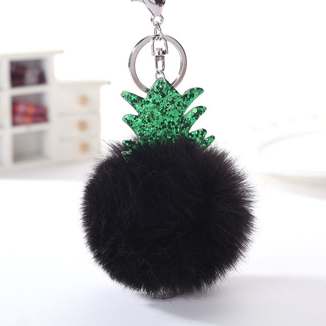 Fluffy Faux Fur Ball Fruit Pompom Keychain
