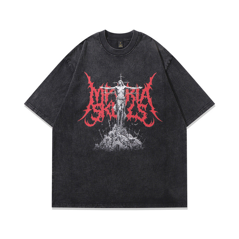 Heavyweight Men's Hip Hop Cartoon T-Shirt - Harajuku Style