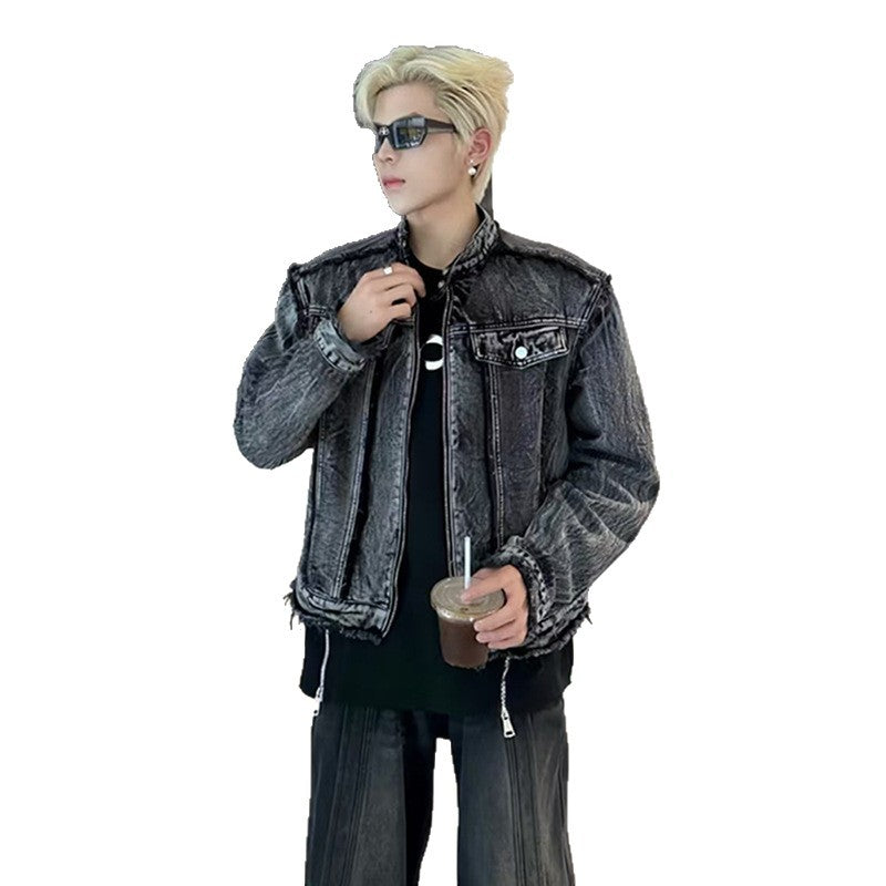 Shoulder Pad Men's Retro Washed Vintage Jacket