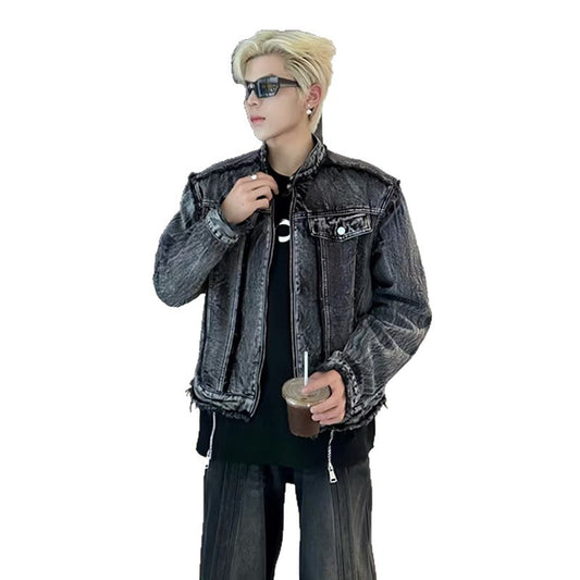 Shoulder Pad Men's Retro Washed Vintage Jacket