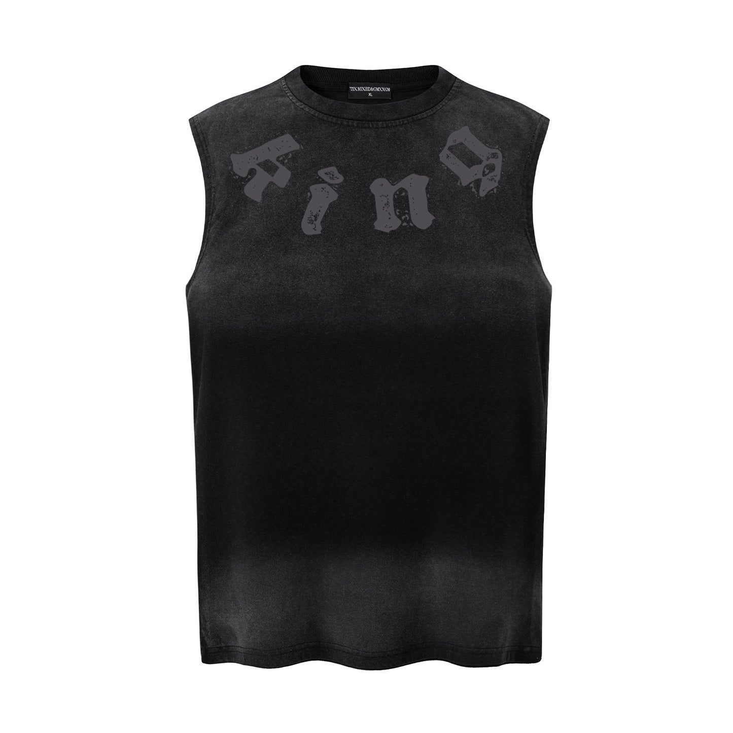 Harajuku Gradient Letter Printed Vest — Loose Cotton Blend Summer Top