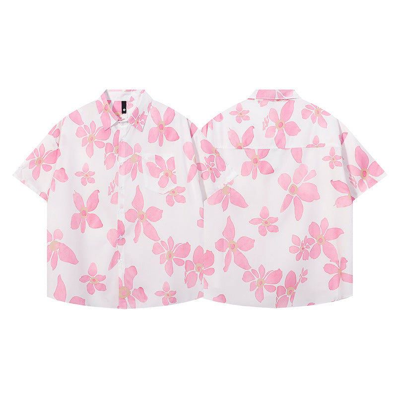 Short Sleeve Pink Blouse Casual Vacation Wear Cool Stylish
