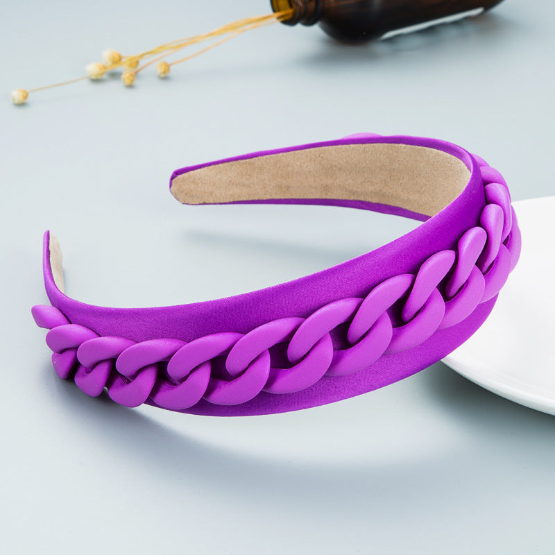 Pastoral Style Wide-Brimmed Color Chain Headband