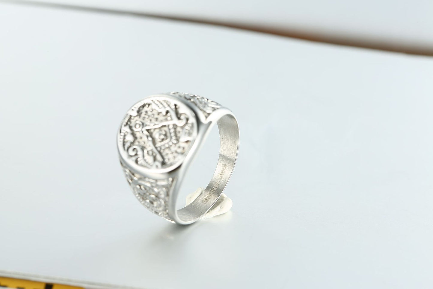 Punk Geometric Round Head Stainless Steel Ring