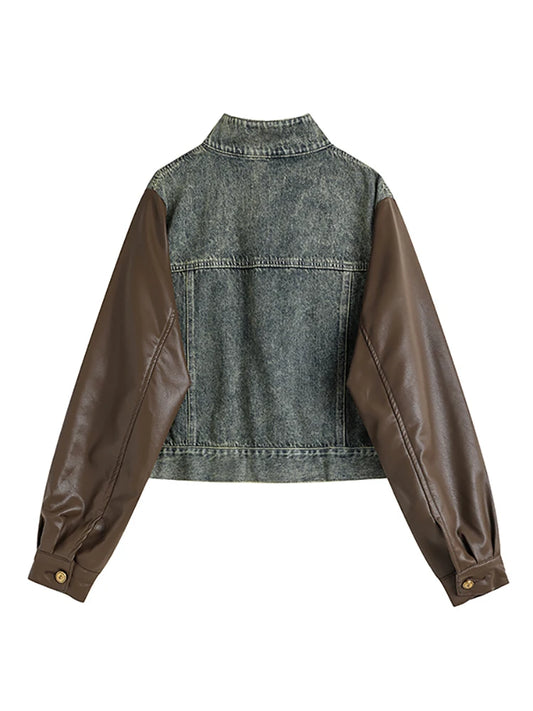 Harajuku Style Women's Patchwork Denim Coat