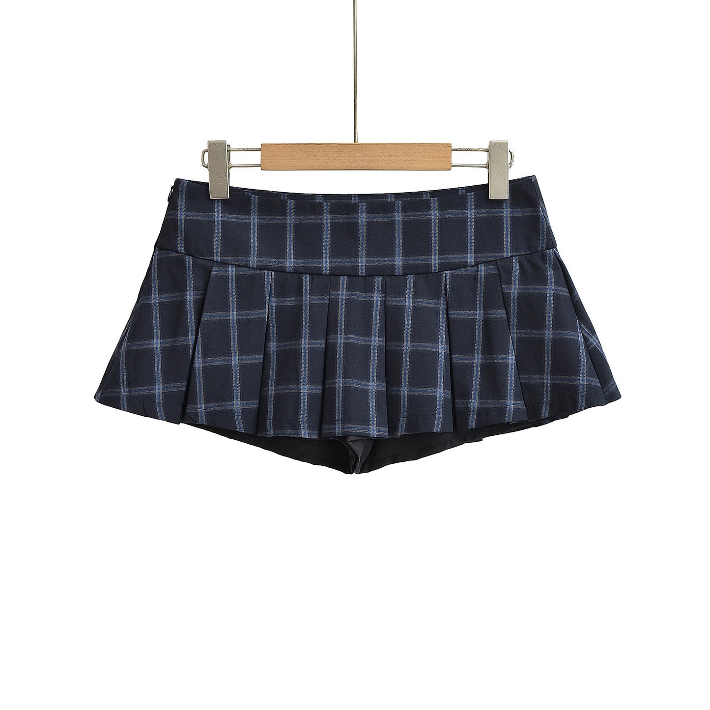 Blue Plaid Ultra Short Pleated Skirt