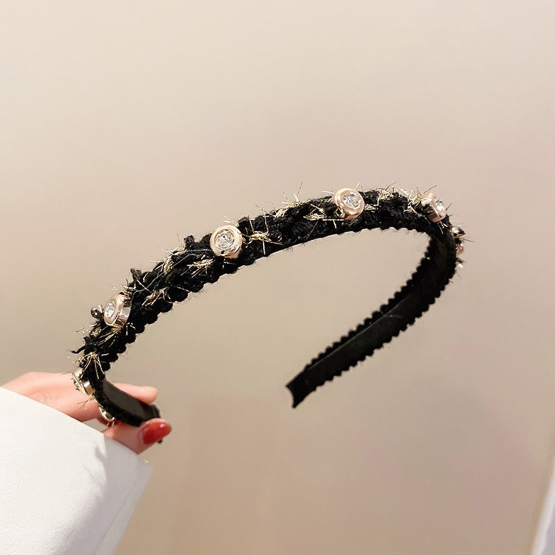 Black And White Plaid Woven Headband