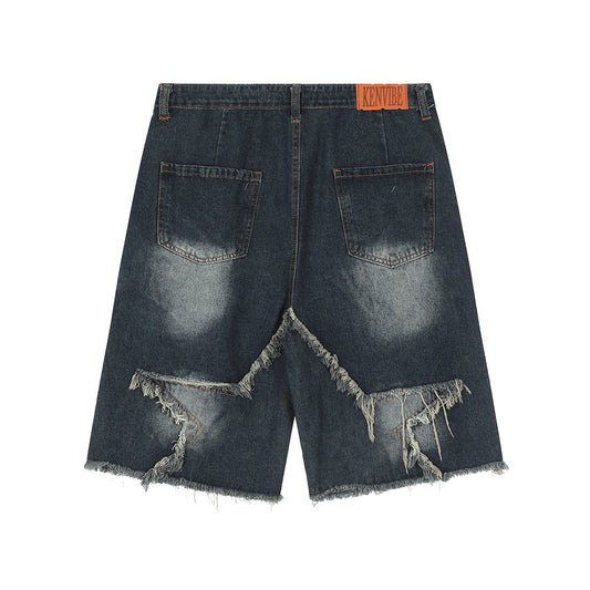 Trendy Star Patch Embroidery Denim Shorts for Men