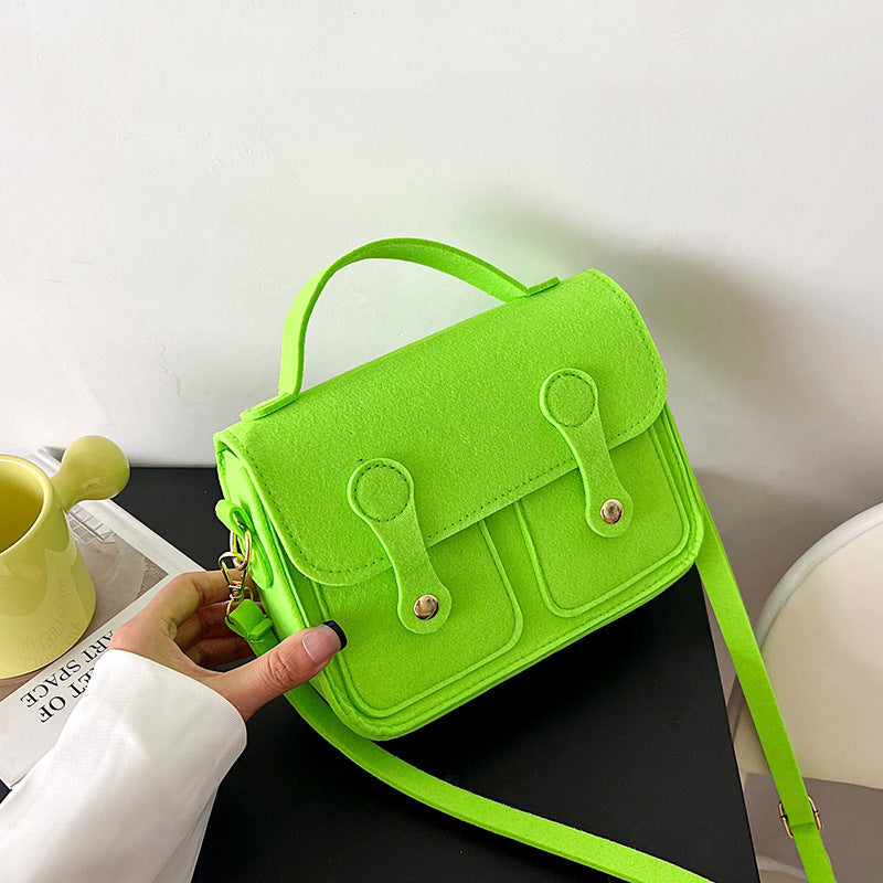 Retro Contrast Color Handbag - Harajuku Style