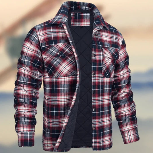 Thickened Plaid Long Sleeve Lapel Shirt Jacket for Men