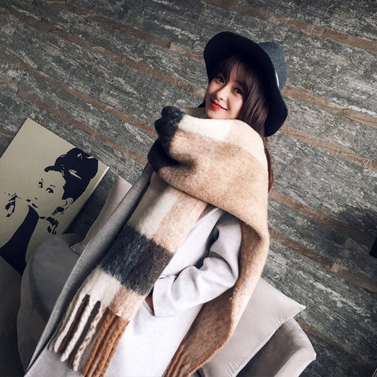 Mingjiebihuo Harajuku Style Plaid Scarf Shawl