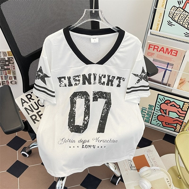 Leisure Sports Mesh V-Neck Short-Sleeved T-Shirt for Men