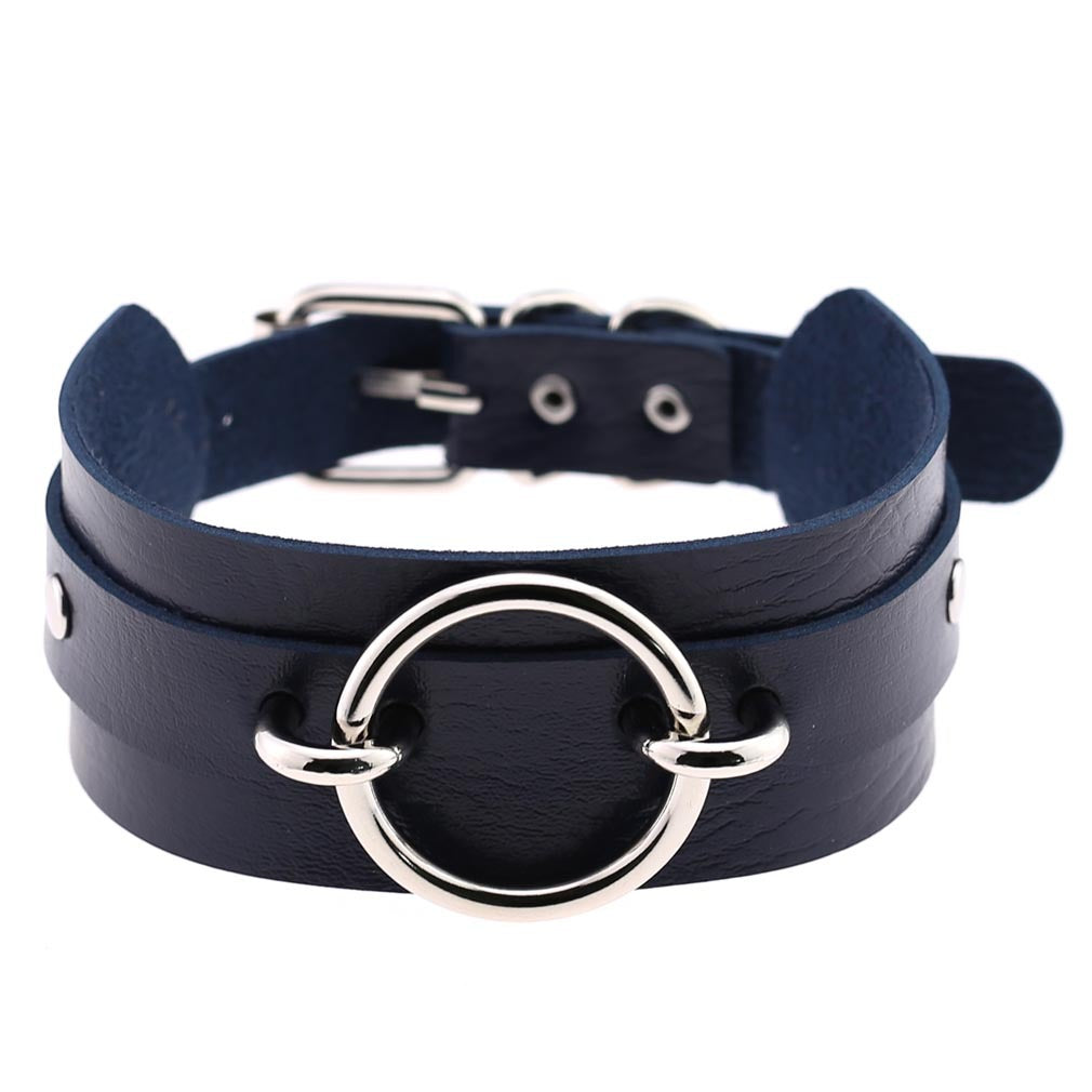 Harajuku Exaggerated PU Leather O-Ring Collar Necklace