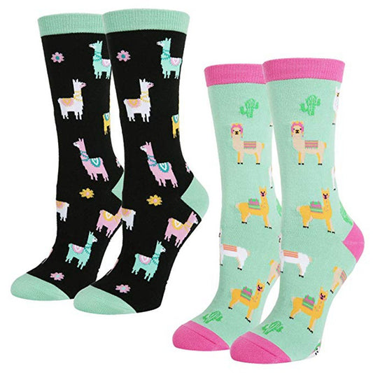 Playful Alpaca Cartoon Women's Tube Socks