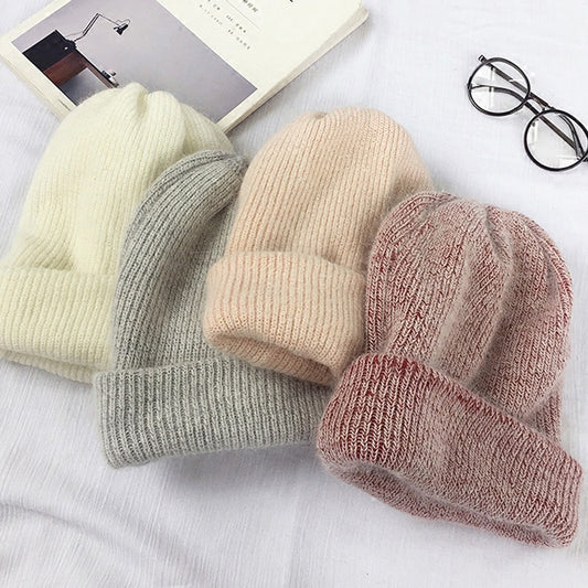 Warm Rabbit Hair Wool Cap - Harajuku Style Knitted Hat