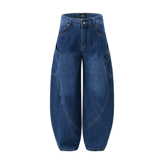 Embroidered Loose Fit Denim Trousers - Harajuku Style