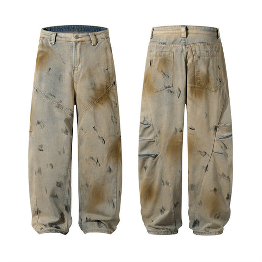 Vintage Dyed Wide-Leg Pants for Men - Harajuku Style