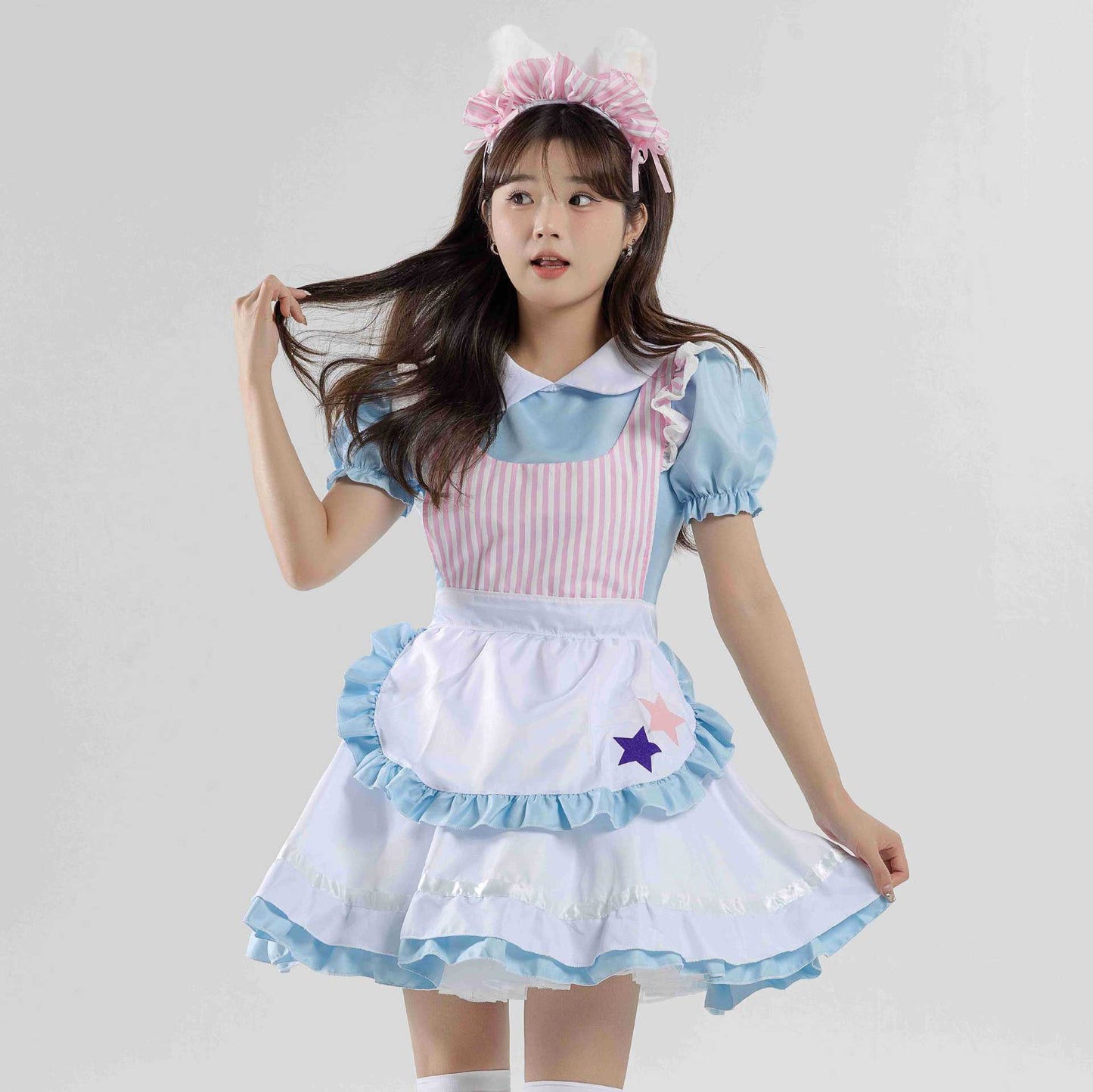 Cute Blue Sexy Cat Maid Lolita Dress Café Maid Uniform Work Costume